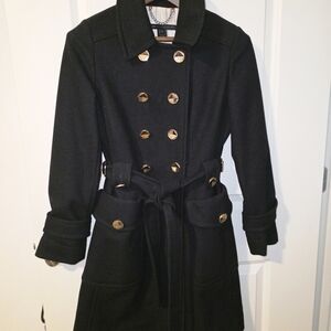 Marc By Marc Jacobs Black Trench Coat with Gold Buttons